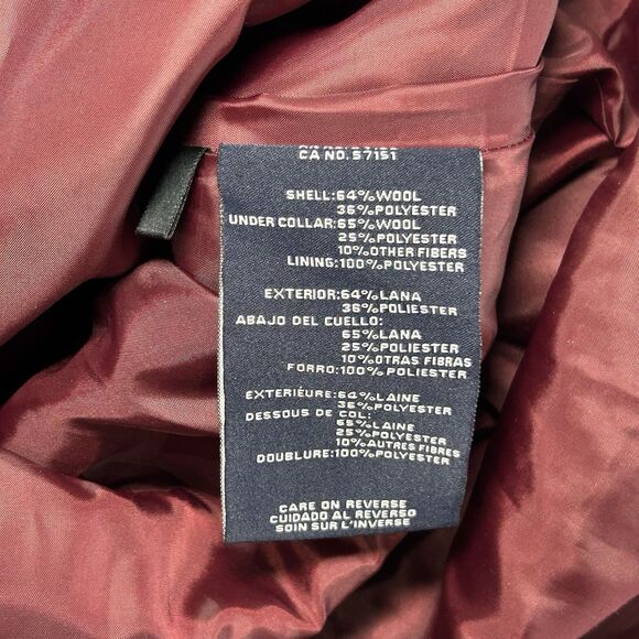 Tommy Hilfiger Double Breasted Navy Blue Wool Trench Coat Womens Large Belted - Picture 8 of 9